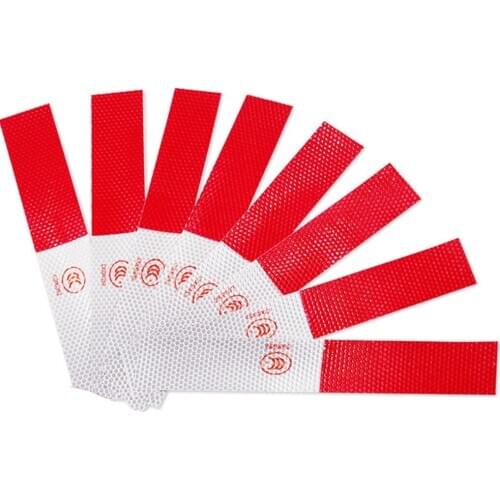 10pcs Auto Night Self-adhesive Reflective Strip Red-White Car Truck Trailer Safety Warning Tape Stickers