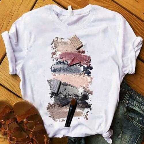 2021 New Summer 90s Vogue Womens Tshirt Fashion Tops Female T-Shirts Harajuku Lady Cosmetics 3D Printed O-Neck T Shirt Clothing