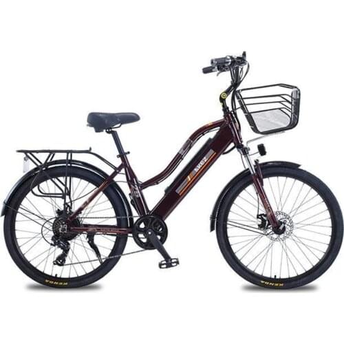 26 Inch Ladies Electric Bike Two Wheels Electric Bicycles 350W 36V 10AH White/Brown/Green Electric Mountain Bicycle For Adults