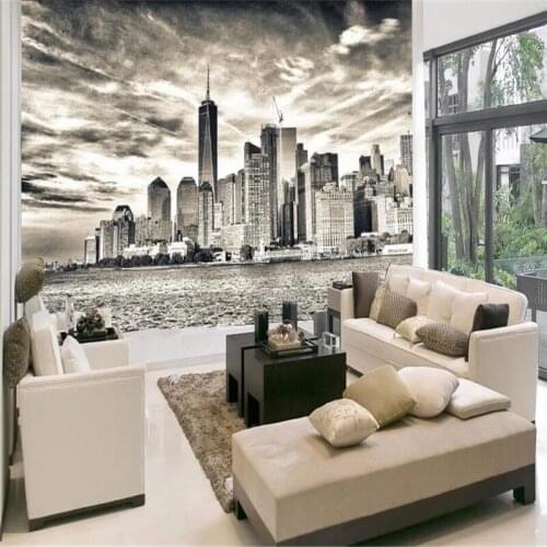 City Photo 3D Wallpaper New York Downtown Manhattan Sunset Skyline View Mural Office Restaurant Bar Industrial Decor Waterproof