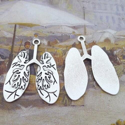 Newest 4Pcs 30*40mm Antique Silver Color Alloy Lung Medical Charms Fashion Necklace Earrings Pendant For DIY Jewelry Making