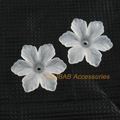 40Pcs White Acrylic Plastic Star Flower Spacer Beads End Caps Charms 18.5mm