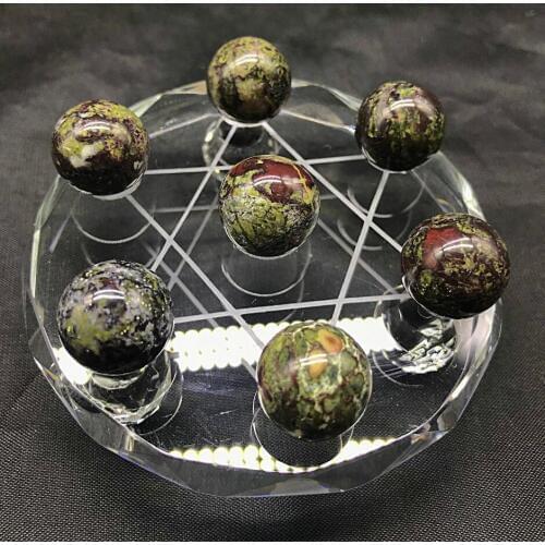 7Pcs New Find! Natural Dragon Blood Stone Crystal Ball Healing+ stand