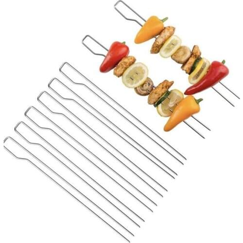 8pcs U-Shaped Double Needle Skewers Stainless Steel Barbecue Grilling Kabob Skewers Double Prong BBQ Tools #20