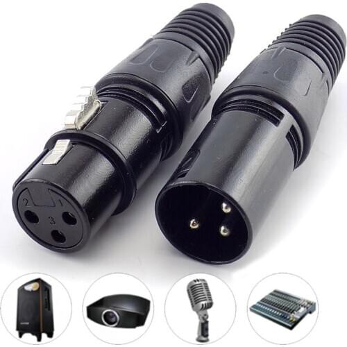1 pair Microphone Audio Cables Male+Female Plug 3-Pin XLR Adapter Cannon mic Jack Connector Terminals Sound for Music Speaker