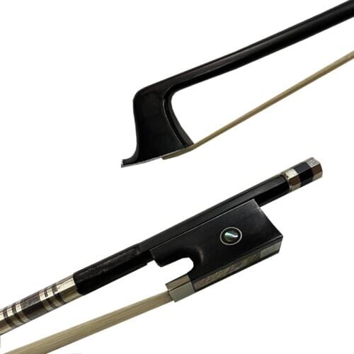 1pc of 4/4 Violin Bow black Carbon Fiber Violin/Fiddle Bow Ebony Frog Paris Eye Inlay White Horsehair Fast Response3/4,1/2,1/4