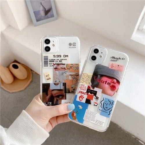 Fashion Illustration Label Phone Cases for iPhone 12 Creative Custom Label Clear Covesr for iPhone 11/7/8/X/XR/XS/MAX Shells