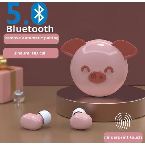 Kids Headphone Cute Animal Wireless Bluetooth 5.0 Headset Sports Mini Binaural Touch Earbuds 9D Stereo Waterproof Earphone