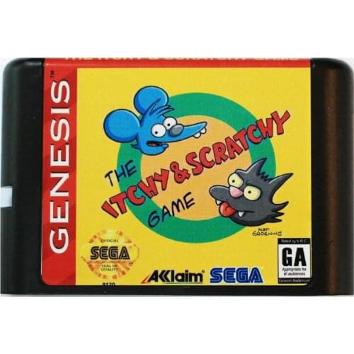 Itchy & Scratchy Game 16 bit MD Game Card For Sega Mega Drive For SEGA Genesis
