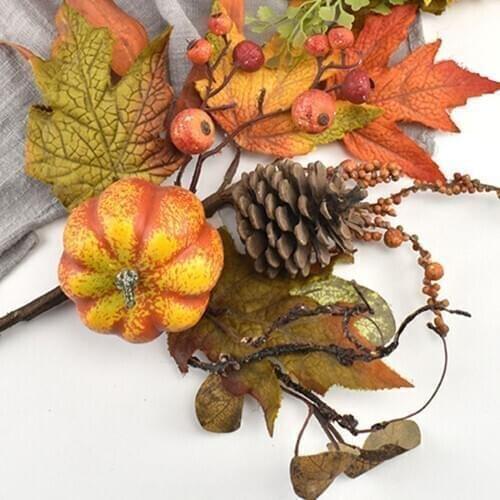 Artificial Simulation Maple Leaf Pumpkin Sunflower Pick Garland Accessories Home DIY Autumn Harvest Thanksgiving Halloween Decor