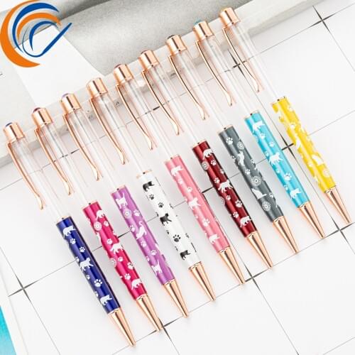 Cat DIY Empty Ballpoint Pen 20 Pcs Per Set Metal Fashion Crystal Pen Cute Kawaii Japanese Style Office Supply Shool