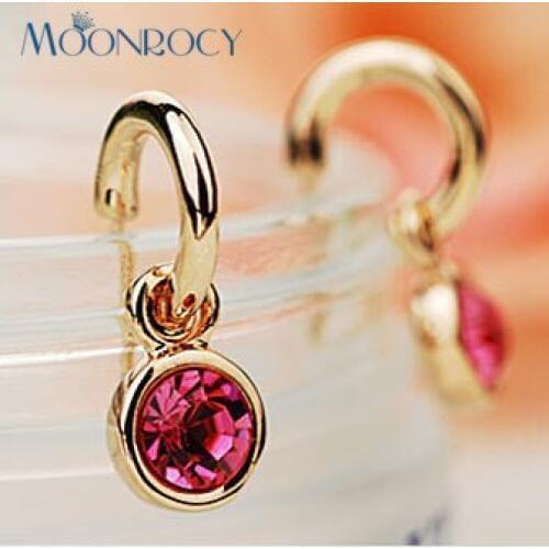 MOONROCY Drop shipping Zirconia Rose Gold Color Crystal Earrings fashion Stud Earrings rose red crystal girl women