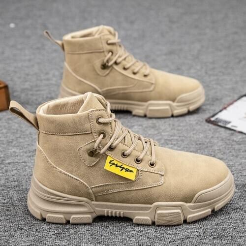 Men Ankle Martin Boots Outdoor Leather Autumn Spring Non-slip Walk Male Casual Flats Work Shoes Sneakers Fashion Comfortable