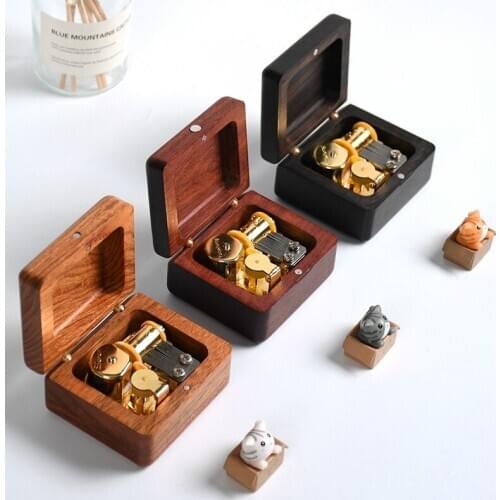 Handmade Rosewood Music Box Sky City Wooden Music Box DIY Creative for Girls 2021 New Year Christmas Holiday Birthday Gift