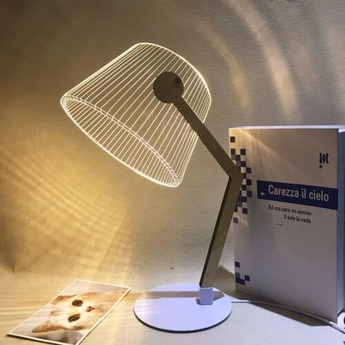 3D Stereo Vision USB Charging Table Lamp Wood Support Clear Glass Lampshade LED Lamp Living Room Reading Night Lights Desk Lamp