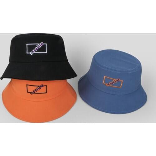 New Korean Summer Harajuku Casual Bucket Hats Men Women Couple Hip Hop Letter Embroidery Cotton Panama Fishing Caps