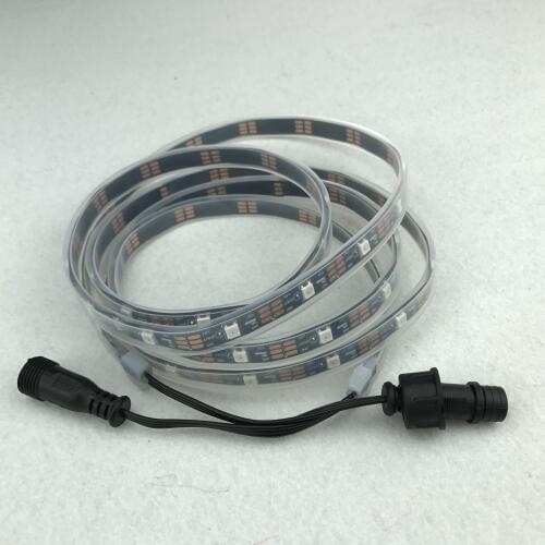 2.5M/set addressable DC5V WS2812B led pixel strip,30pixels;BLACK PCB,IP66;in silicon tube;with 13.5mm waterproof pigtials