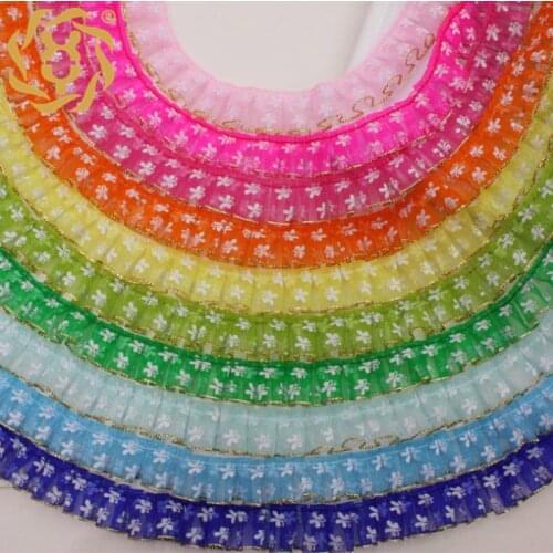 30Yards 2cm Pleated Lace Fabric Collar Dress Butterfly Ruffle Trim Ribbon DIY Crafts Folded Clothing Sewing Accessories