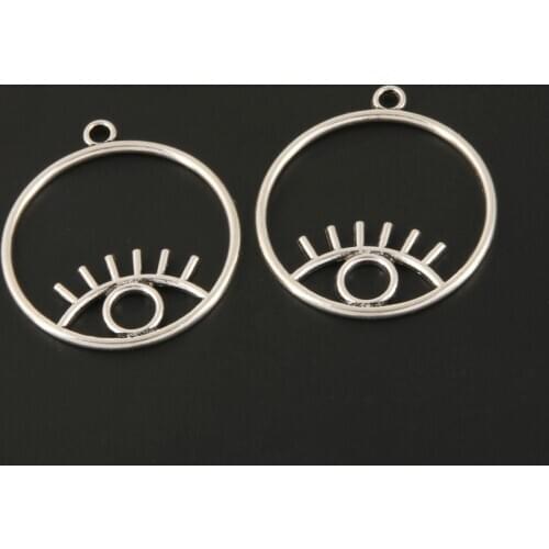 15 Pcs Charms Eye Of Horus Silver Color Pendant For Handmade Jewelry Findings