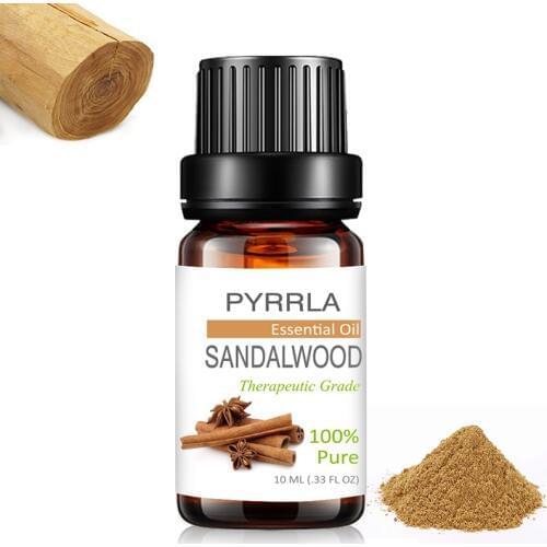 Pyrrla 10ml Sandalwood Pure Essential Oils For Aromatherapy Calmness Help Sleep Massage Humidifier Cedar Tea Tree Essential Oil