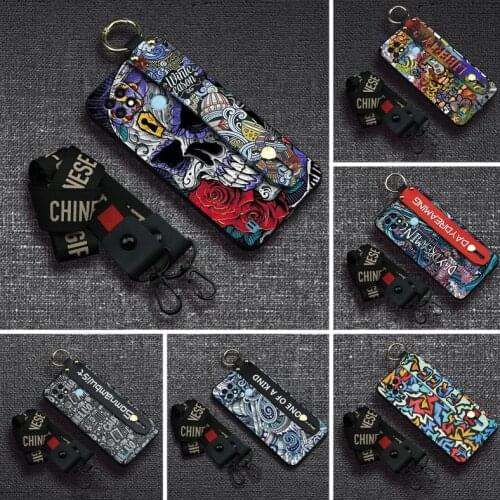 Wristband Shockproof Phone Case For OPPO Realme C21 New Anti-knock Silicone TPU Graffiti cover