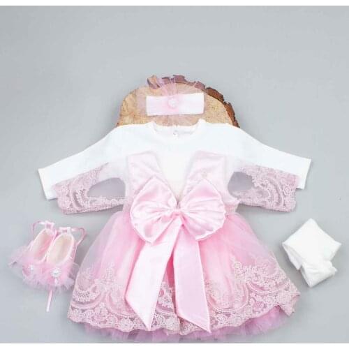 Pink Baby Girl Suit New Born Dress Clothing Evening Gown 5 Pieces Special Occasion Girl Babies Toddler Outfits Clothes model