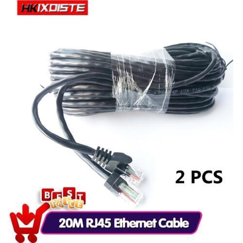 Value 2pcs 20M 65ft cat5 Ethernet Network Cable RJ45 Patch Outdoor Waterproof LAN Cable Wires For CCTV POE IP Camera System