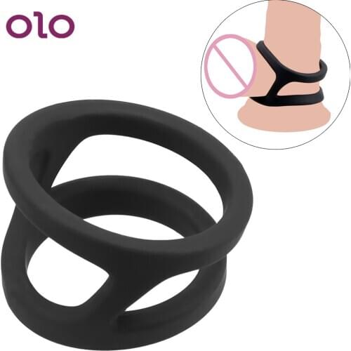 OLO Male Silicone Cock Ring Penis Ring Black Delay Ejaculation Penis Enlargement Adult Products Sex Toys for Men