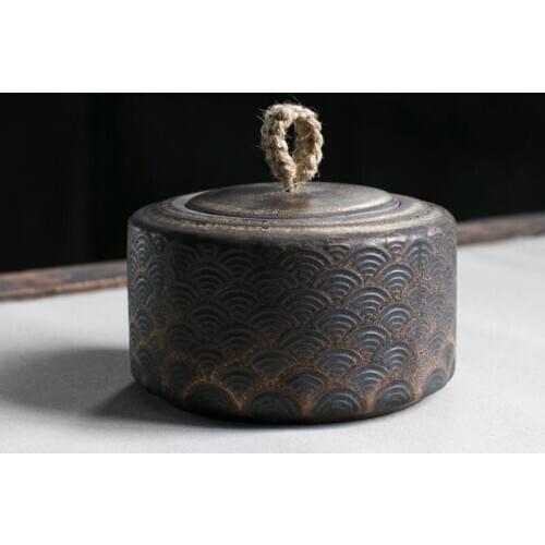 Vintage Ceramic Coarse Pottery Tea Jar Seal Storage Caddy Art Tea Box Beans Cans Tank Teaware Accessories Crafts Decor Container