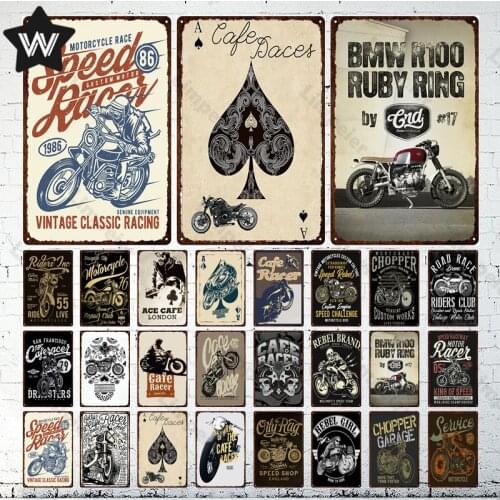Vintage Classic Racing Tin Sign Cafe Racer Metal Plate Classic Metal Poster for Man Cave Wall Decor Plaques Room Club Wall Signs
