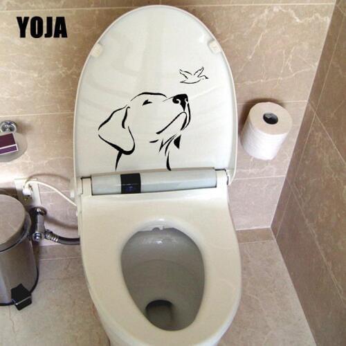 YOJA 22.6X20.5CM Funny Dog Animal Wall Sticker Mural Bedroom Home Decor Toilet Decal T5-1500
