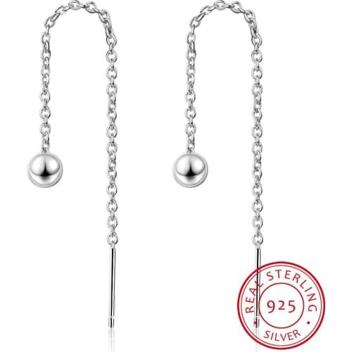 2019 New Love 925 Silver Beads Ball Long Drop Earrings for Women Fashion Sterling Silver Jewelry Brincos Hot Sale