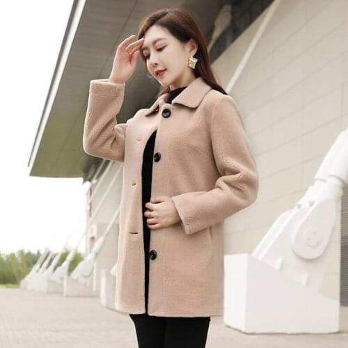 Women New Autumn Winter Real Lamb Fur Sheepskin Coat Genuine Granular Sheep Shearing Jacket Female Casual Warm Outerwear Y808