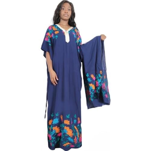 Mr Hunkle Multicolor Embroidery Floral Print Dress Women 2020 Winter Short Sleeve High Waist Scarf Loose Vintage Maxi Dresses