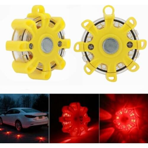 1PCS LED Road Flares Flashing Warning Light 8LED Roadside Warning Flashing Lamp Emergency Strobe Light Safety Traffic Lights