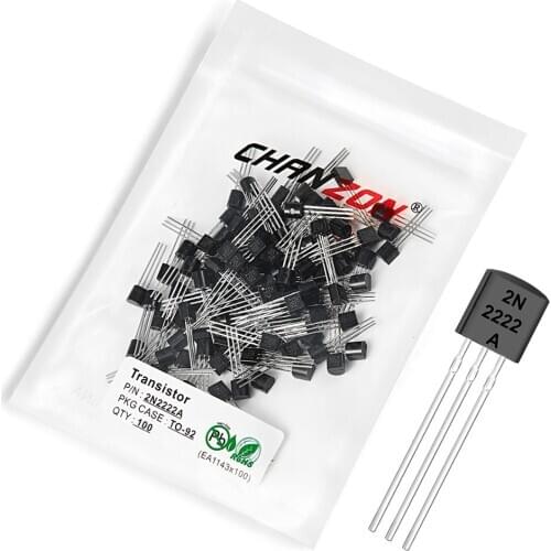 100pcs 2N2222A TO-92 NPN Transistor Bipolar Junction BJT Triode Tube Fets 2N2222 2N 2222A DIY DIP Integrated Circuits