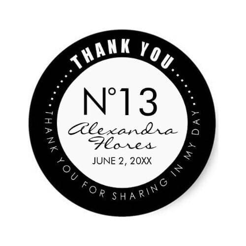 3.8cm Black & White Fashion THANK YOU Sticker Label