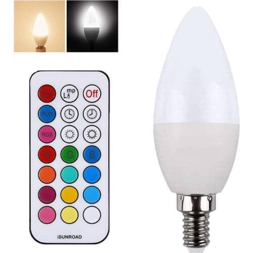3W E27/E14/E12/B22 RGB Color Changing LED Candle Light Bulb with Remote Control