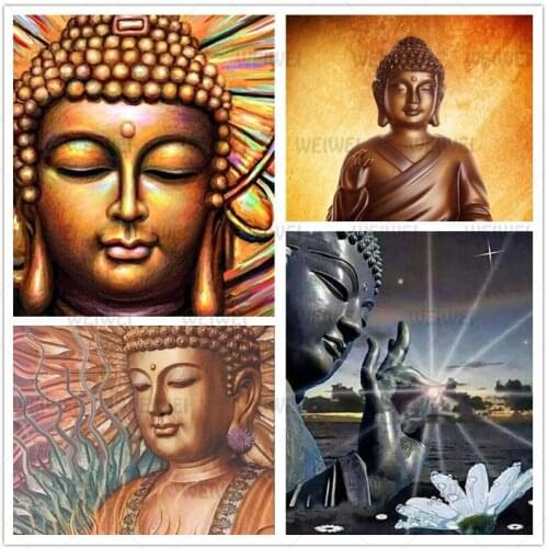 Buddha 5D Full Square Round DIY Diamond Painting Home Decoration Meditation Mosaic Sticker Diamond Embroidered Wall Art Picture