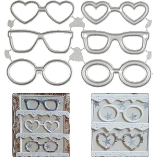 6pc Cute Girl Boy Sunglasses Eyeglass Metal Cutting Dies Stencils For DIY Scrapbooking Craft Dies Album Stamp Card Embossing