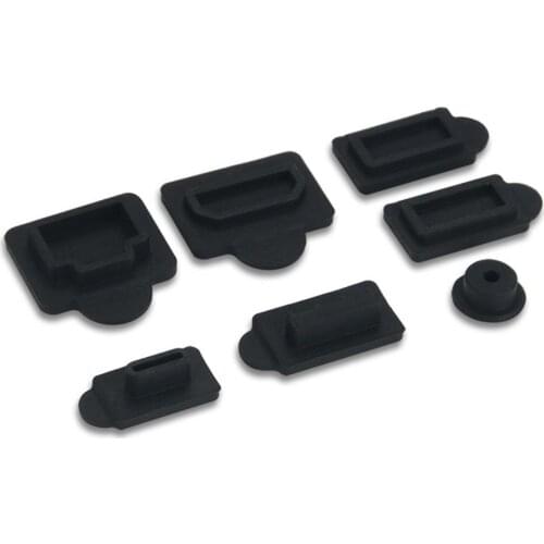 7pcs Black Silicone Dust Plugs Set USB HDM Interface Anti-dust Cover Dustproof Plug for PS5 Game Console Accessories Parts