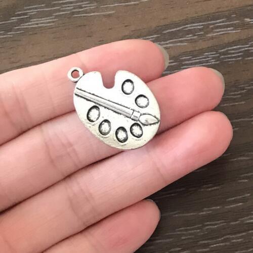 8PCS Artist palette charms Zinc Alloy Paint Pendant Charm for Jewelry Making Bracelets Necklaces Earrings Zipper Pulls Bookmark