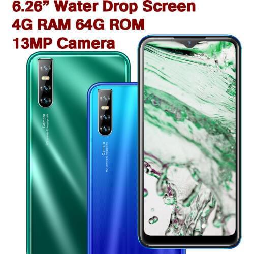 9S Water Drop Screen 4G RAM 64G ROM Quad Core Smartphones Cellphones Face Unlocked Mobile Phones Android Celulares fast shipping