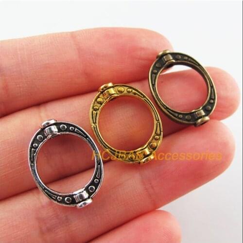 35Pcs Retro Tibetan Silver Antiqued Gold Bronze Tone Oval Frame Spacer Beads Charms 14.5x19.5mm