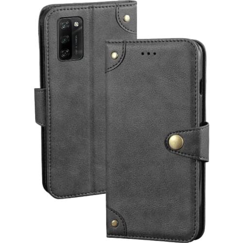 For Blackview A100 Case 6.67" Retro Magnetic Flip Wallet Leather Capa Case For Blackview A100 Cover Unique Metal Buckle Design