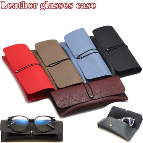5colors Fashion Unisex Eyeglass Case Eyeglasses Sunglasses Box Drawstring Portable Leather Cover Eyewear Accessories