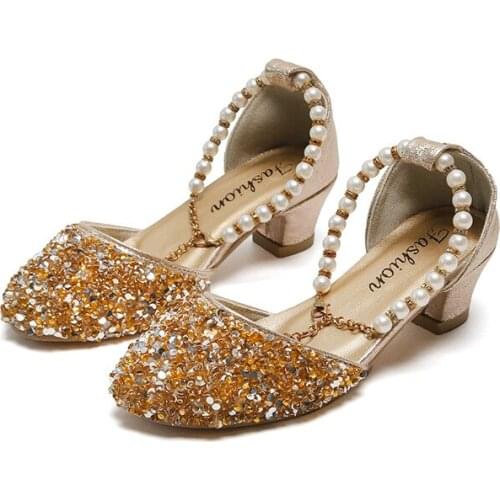 Kids Dance Shoes Chaussure Fille Party Princess Girls Shoes Soft Sequin Pearl Kids Shoes For Girl Single Shoes Dance Dress Shoes
