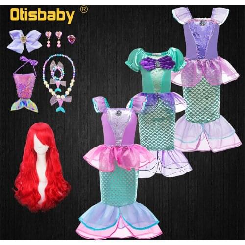 Fairy Fancy Summer Little Mermaid Princess Dress Girl Costume Children Floral Girls Dress Baby Kids Party Birthday Agent Dress