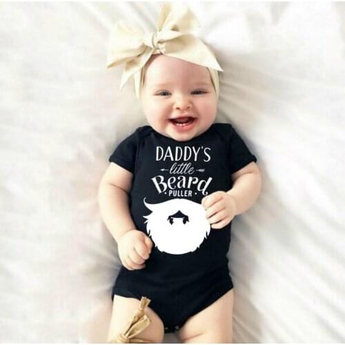 Daddys Little Beard Puller Boys Girls Newborn Baby Bodysuit Newborn Baby Clothes Daddy Round Neck Letters Print Shirt Clothes