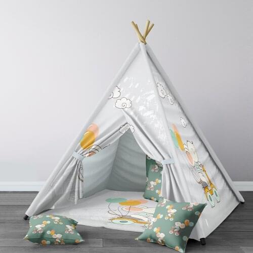 Play Tent for Kids Wigwam Portable Indoor Playground Tents Children Bedrooms Gray Mouse Balloon Model 194